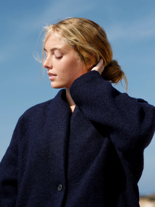 319 Cigala Coat Blue Organic Wool blue