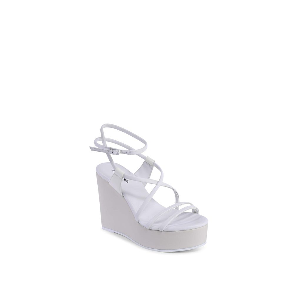 Calvin Klein White Leather Wedge Sandals