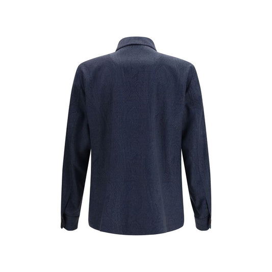 Etro Blue Wool Oves Aries Full-Length Jacket
