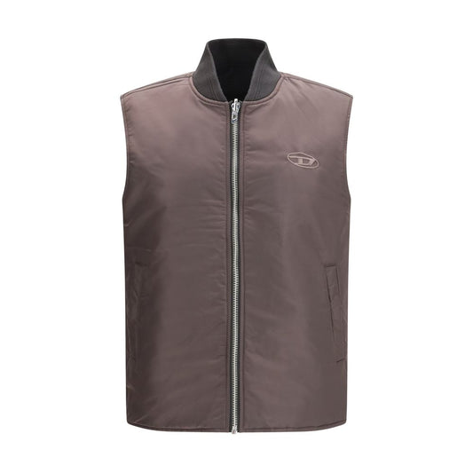 Diesel Brown Polyamide Sleeveless Jacket