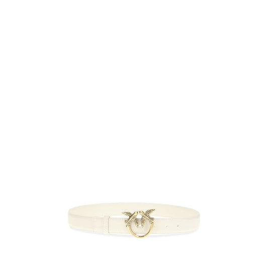 PINKO White Calf Leather Bos Taurus Regular Belt