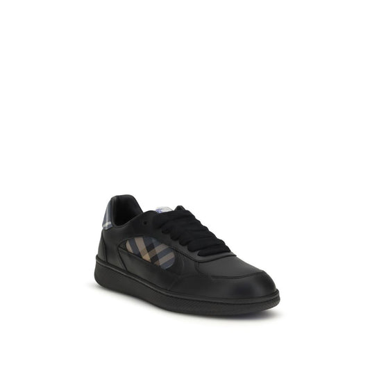 Burberry Black Calf Leather Bos Taurus Low Top Sneakers