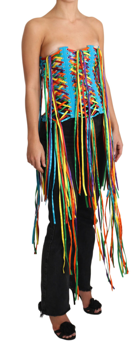 Dolce & Gabbana Multicolor Strings Bustier Polyester Corset Top