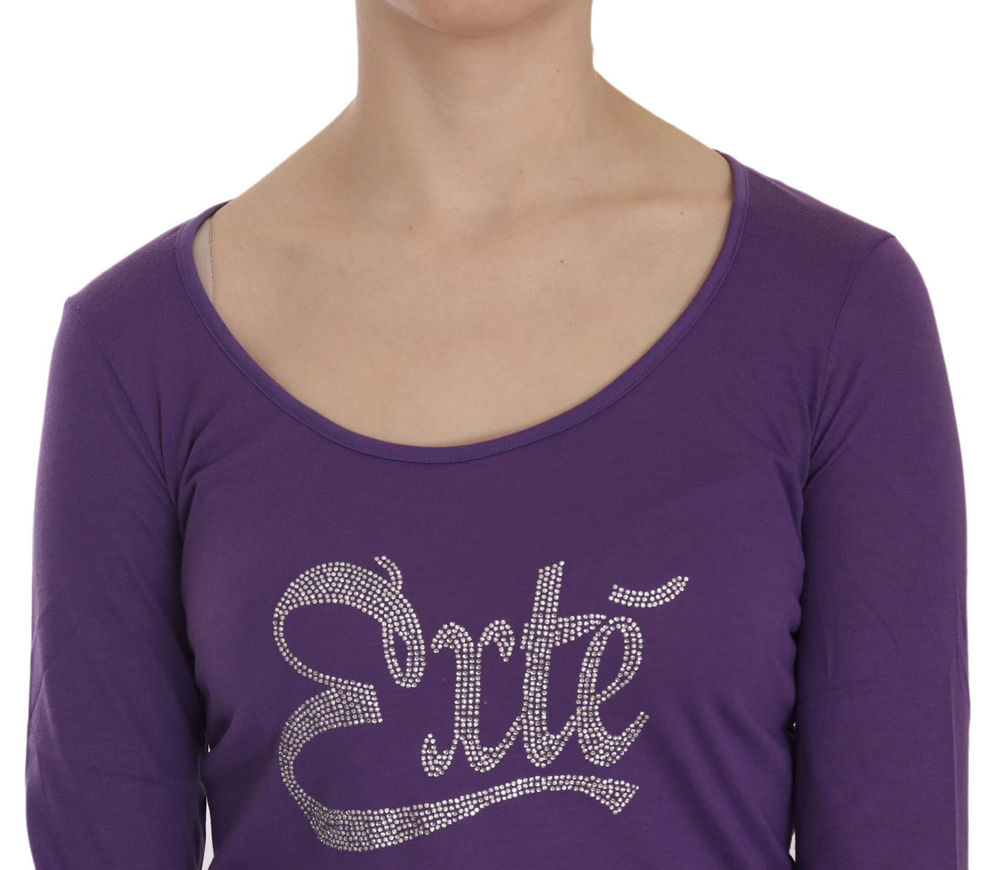 Exte Purple Crystal Embellished Long Sleeve Casual Top