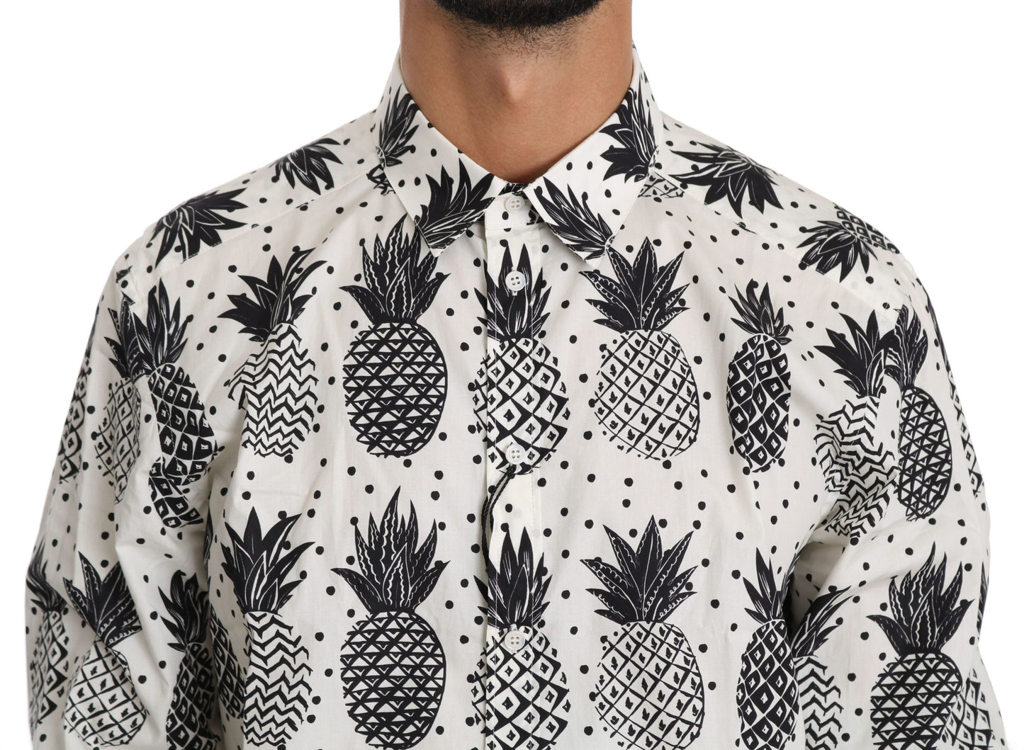 Dolce & Gabbana White Pineapple Cotton Top Shirt