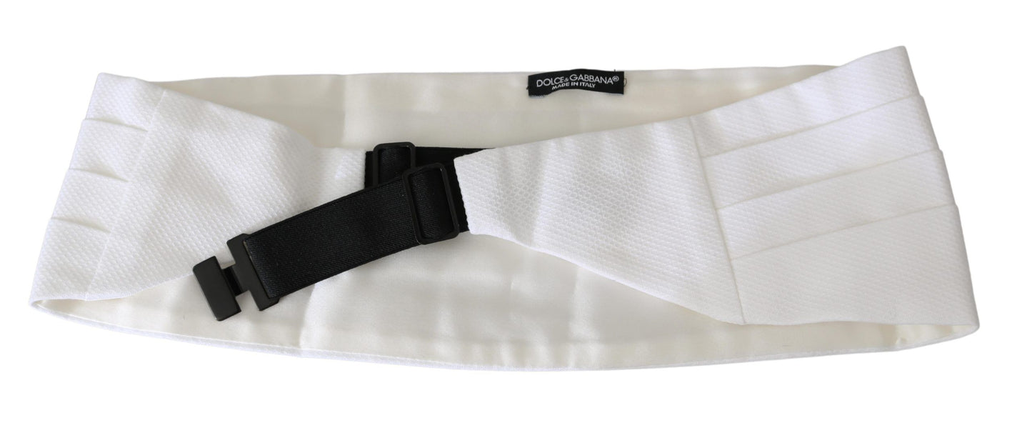 Dolce & Gabbana White Men Waist Belt Cotton Cummerbund