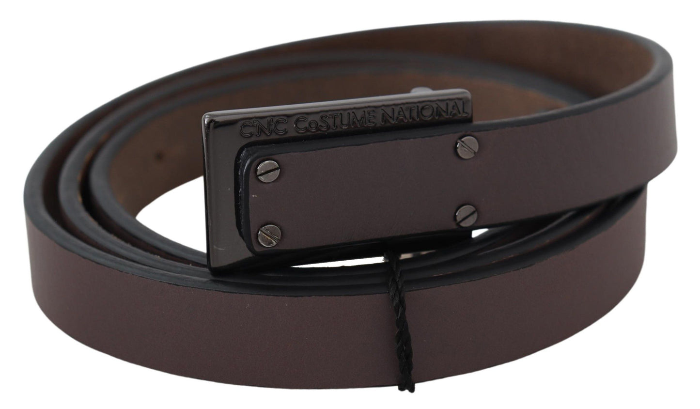 Costume National Brown Leather Tactical Logo Buckle Dark