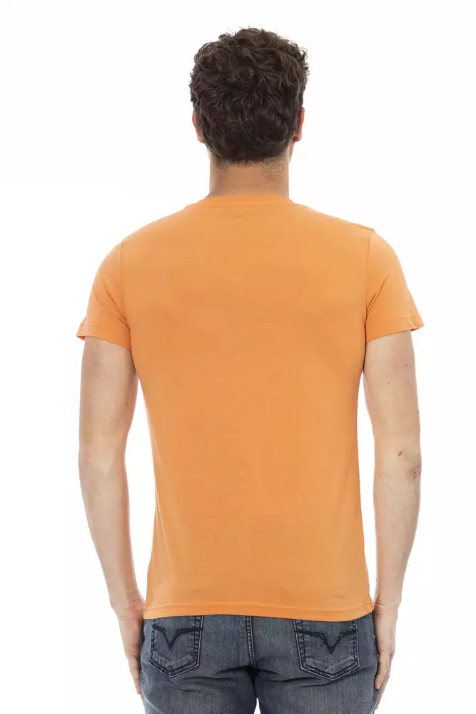 Trussardi Action Orange Cotton Men's V-Neck T-Shirt
