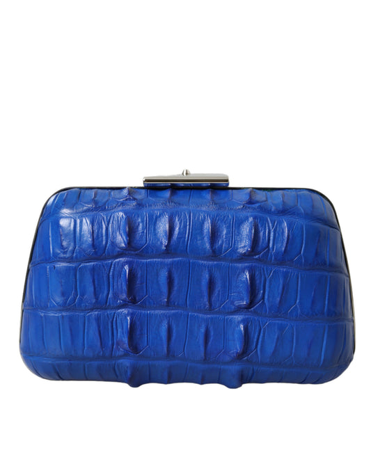 Balenciaga Blue Exotic Skin Leather Shoulder Crossbody Box Clutch Bag