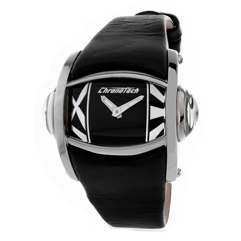 Chronotech Black Leather Dress Watch