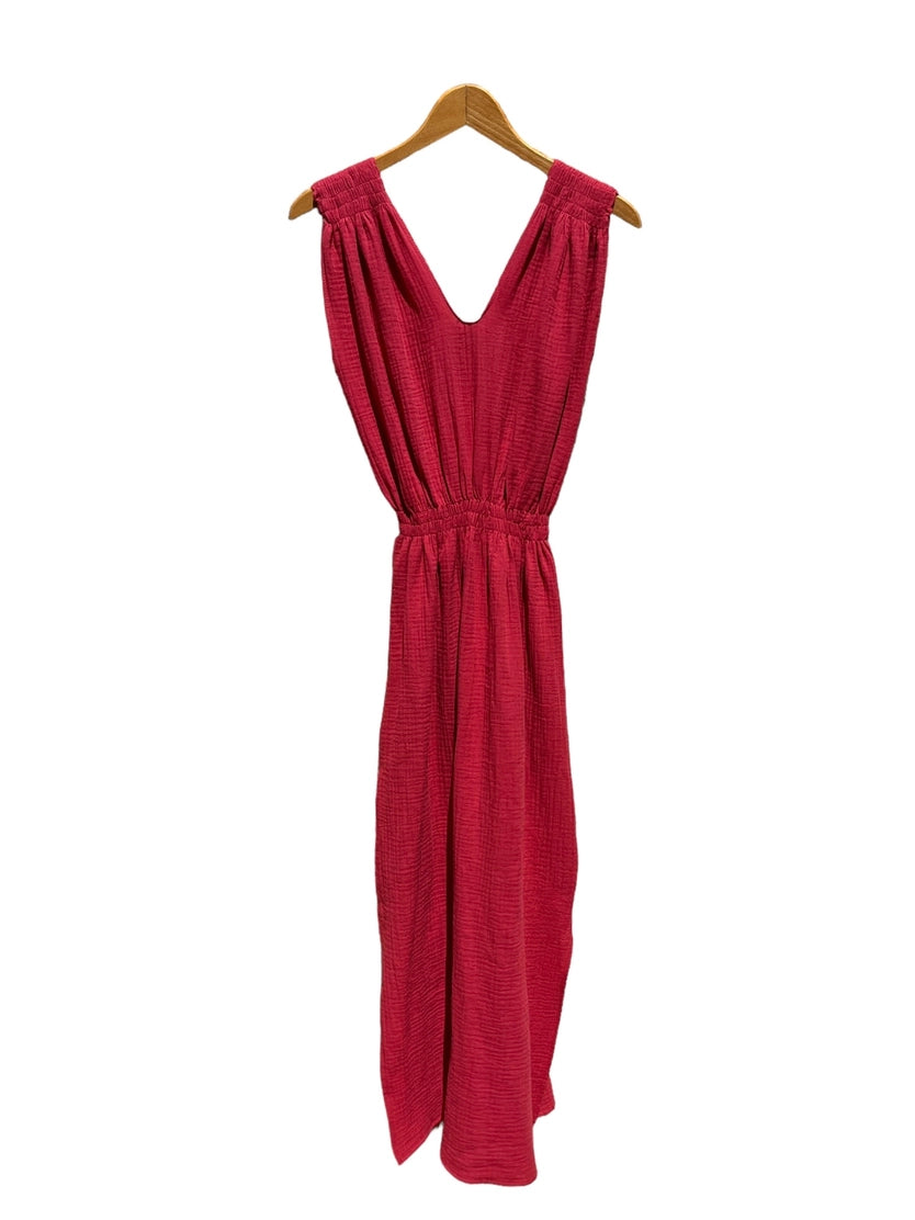 736 Albazer Gathered V-Neck Dress in Khaki Organic Cotton