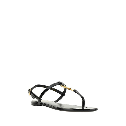Saint Laurent Black Calf Leather Bos Taurus Sandals