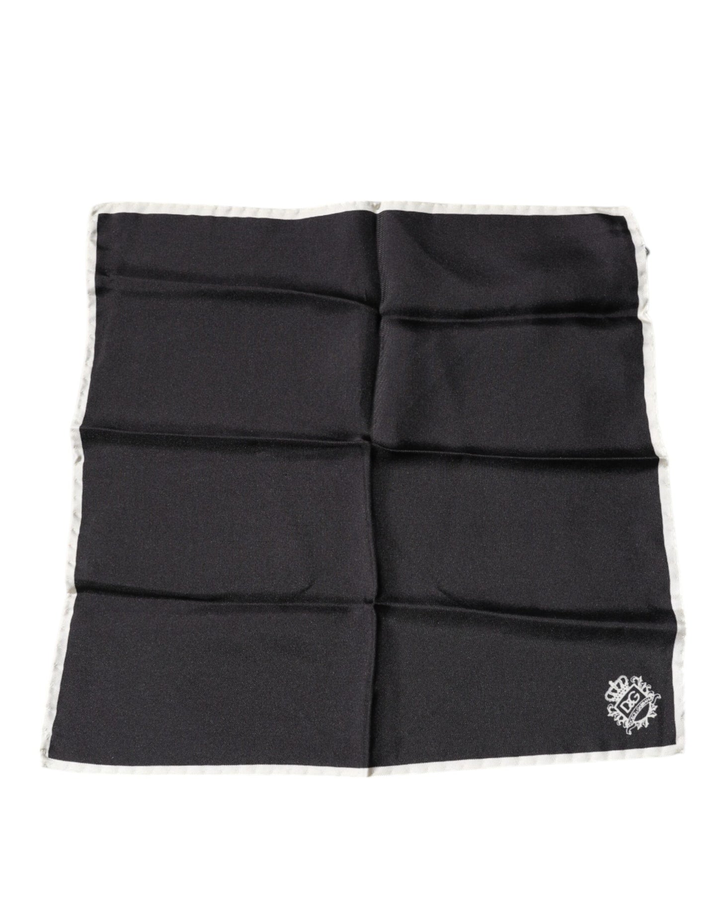 Dolce & Gabbana Black Crown Logo Square Handkerchief Scarf