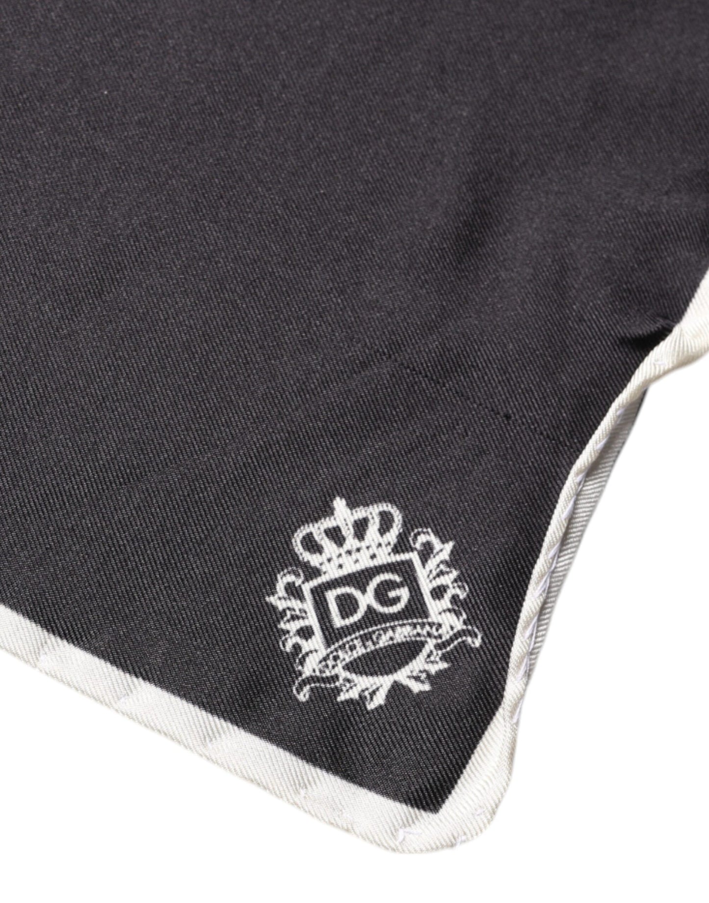 Dolce & Gabbana Black Crown Logo Square Handkerchief Scarf