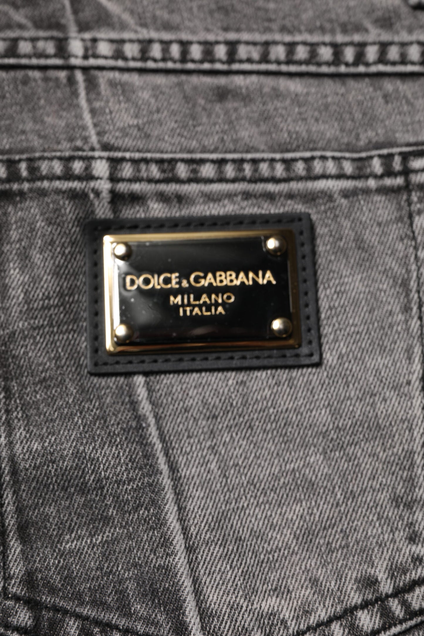 Dolce & Gabbana Two Tone Gray Cotton Denim Jeans