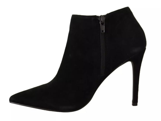 Steve Madden Black Suede Leather Stiletto Heels Boots Shoes