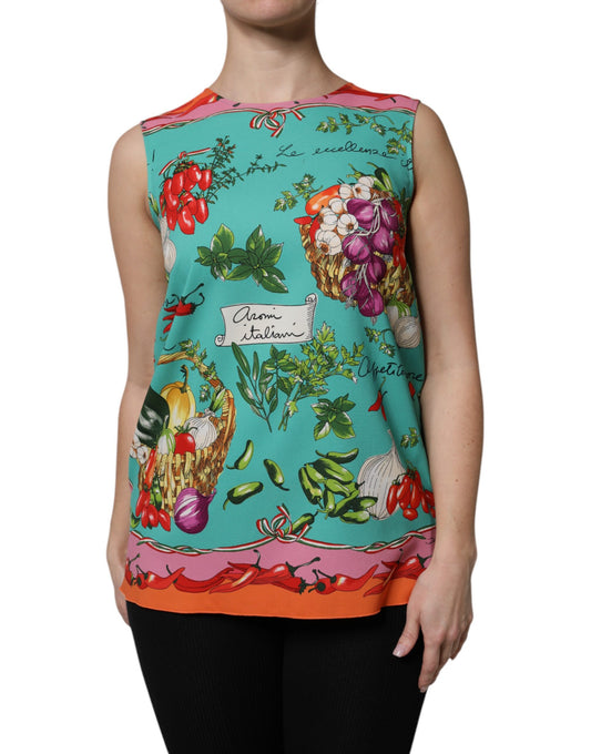 Dolce & Gabbana Multicolor Floral Silk Sleeveless Tank Top