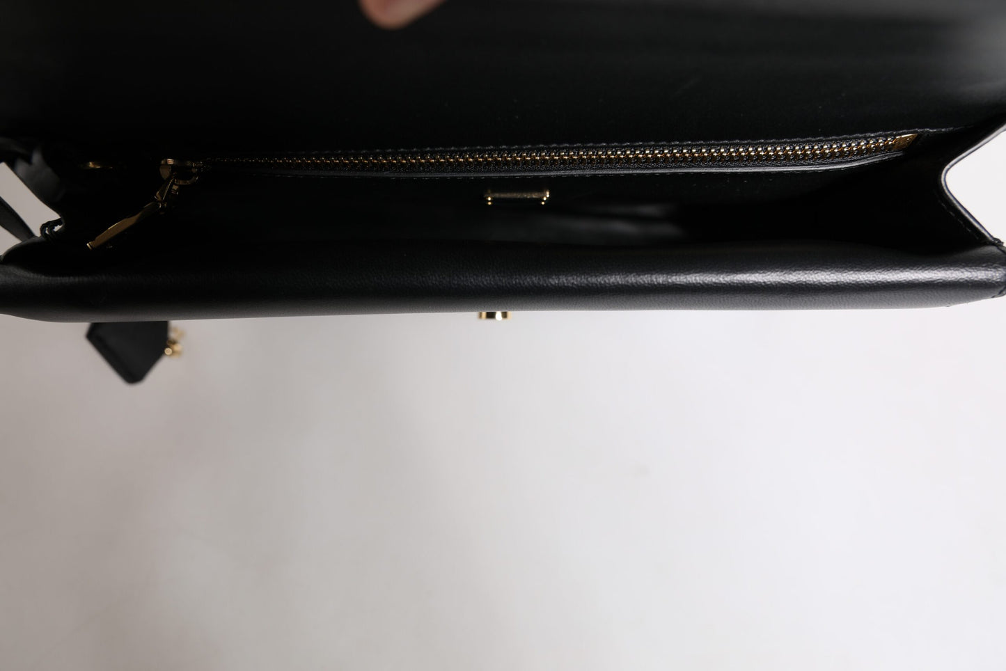 Dolce & Gabbana Black Leather Logo Plaque Document Briefcase Bag