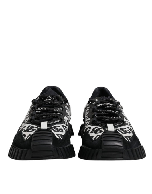 Dolce & Gabbana Black Logo Lace Up Low Top NS1 Sneakers Shoes