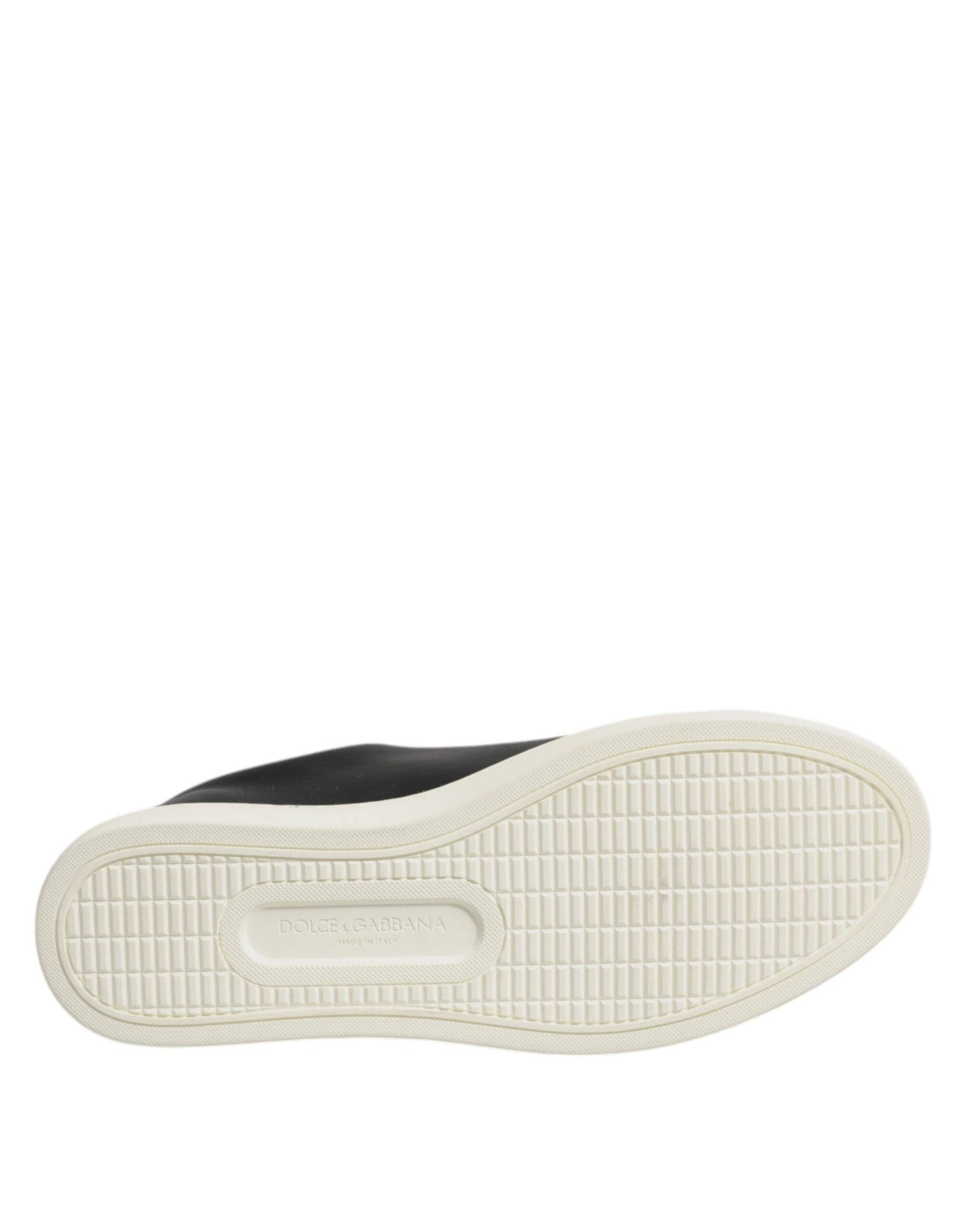 Dolce & Gabbana Black Leather Gold Red Heart Sneakers Shoes