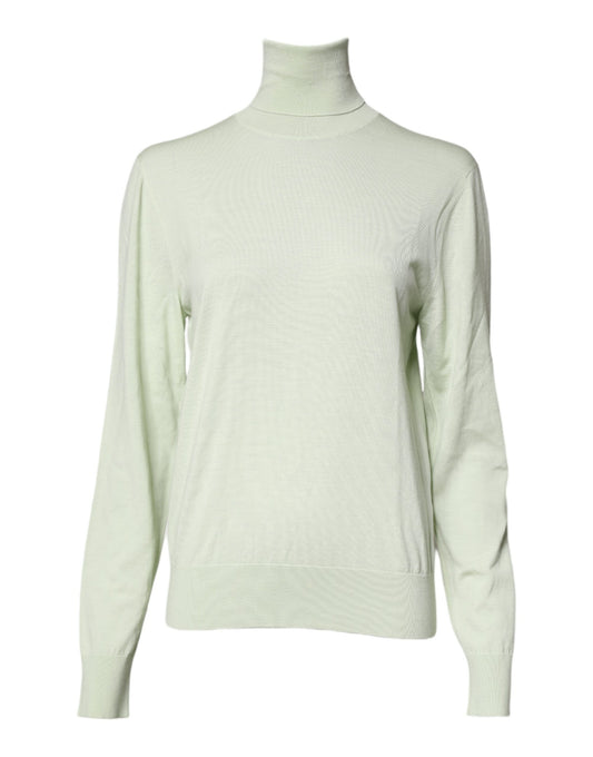 Dolce & Gabbana Light Green Wool Turtleneck Pullover Sweater