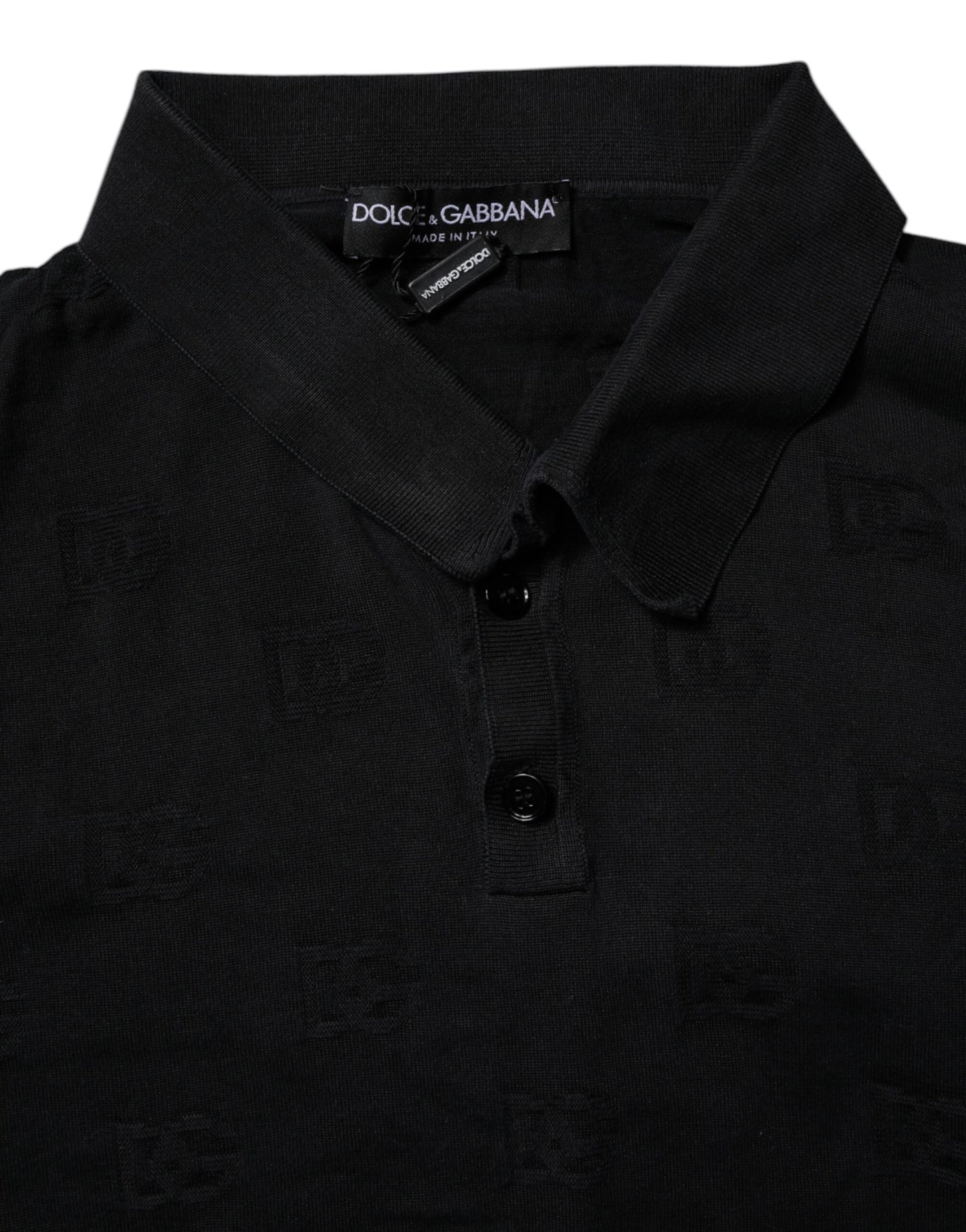 Dolce & Gabbana Black Silk Collared Polo T-shirt