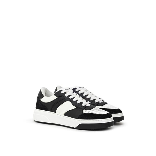 Dsquared² Black And White Leather Athletic Sneakers