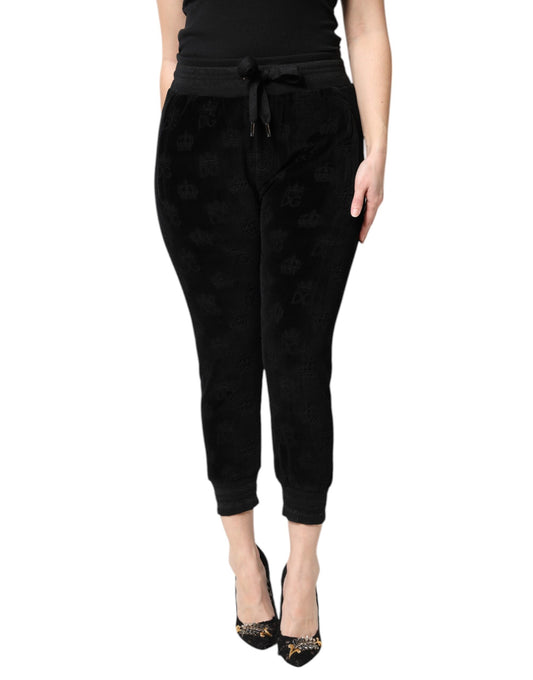Dolce & Gabbana Black All-Over DG Logo Print Jogger Pants