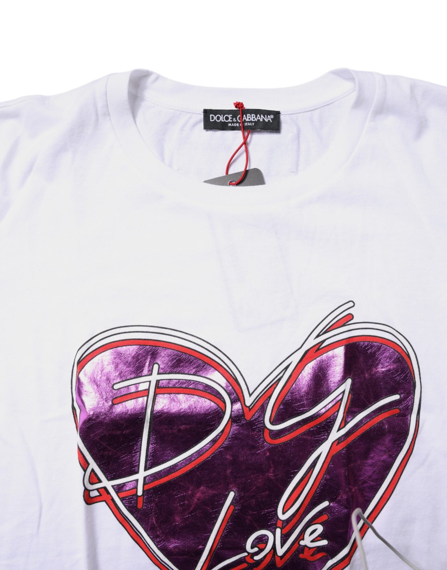 Dolce & Gabbana White Printed Cotton Round Neck Top T-shirt