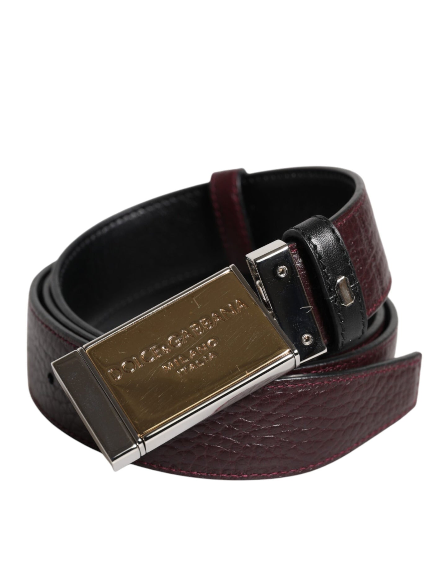 Dolce & Gabbana Black Brown Leather Metal Buckle Reversible Belt