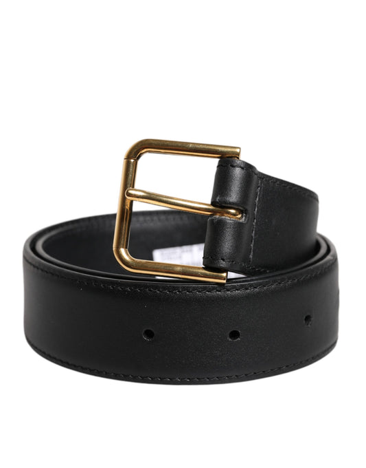 Dolce & Gabbana Black Leather Metal Buckle Classic Belt