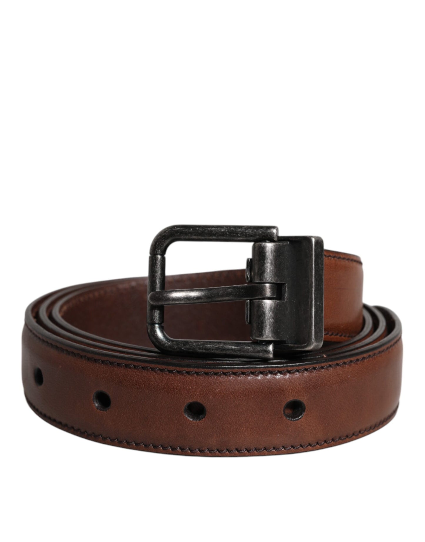 Dolce & Gabbana Brown Leather Metal Buckle Classic Belt