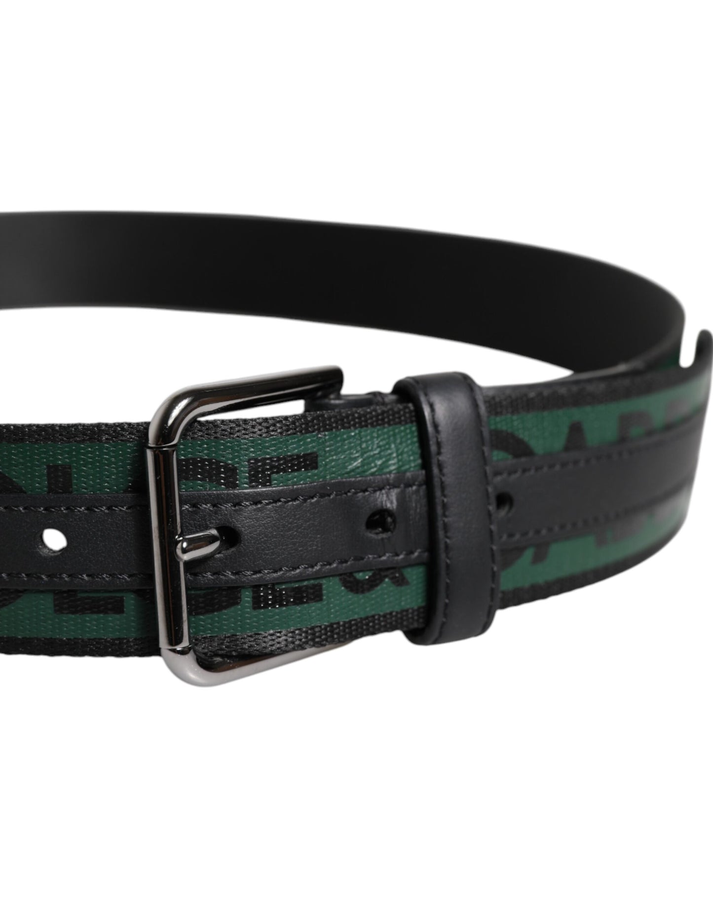 Dolce & Gabbana Green Black Classic Metal Logo Buckle Belt