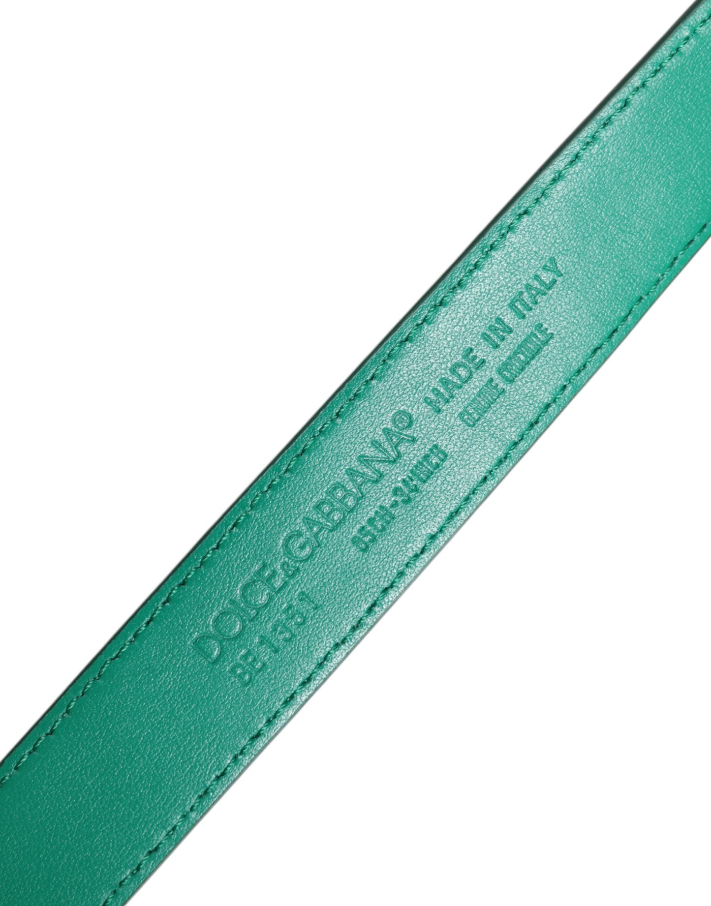 Dolce & Gabbana Green Leather Logo Metal Waist Buckle Belt