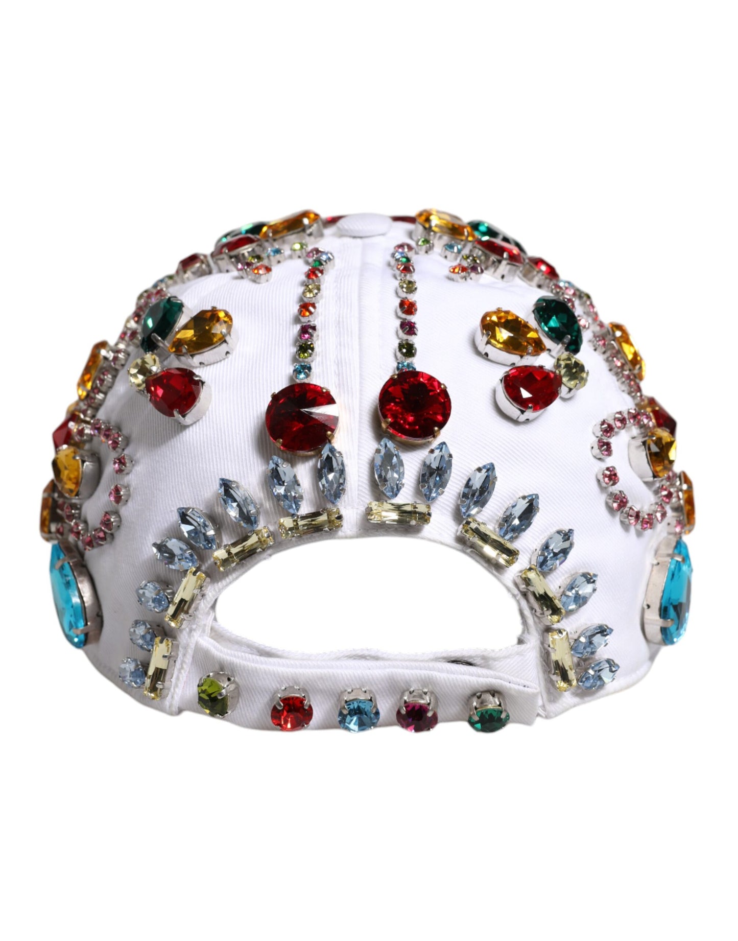 Dolce & Gabbana White Multicolor Crystal Embellish Baseball Cap