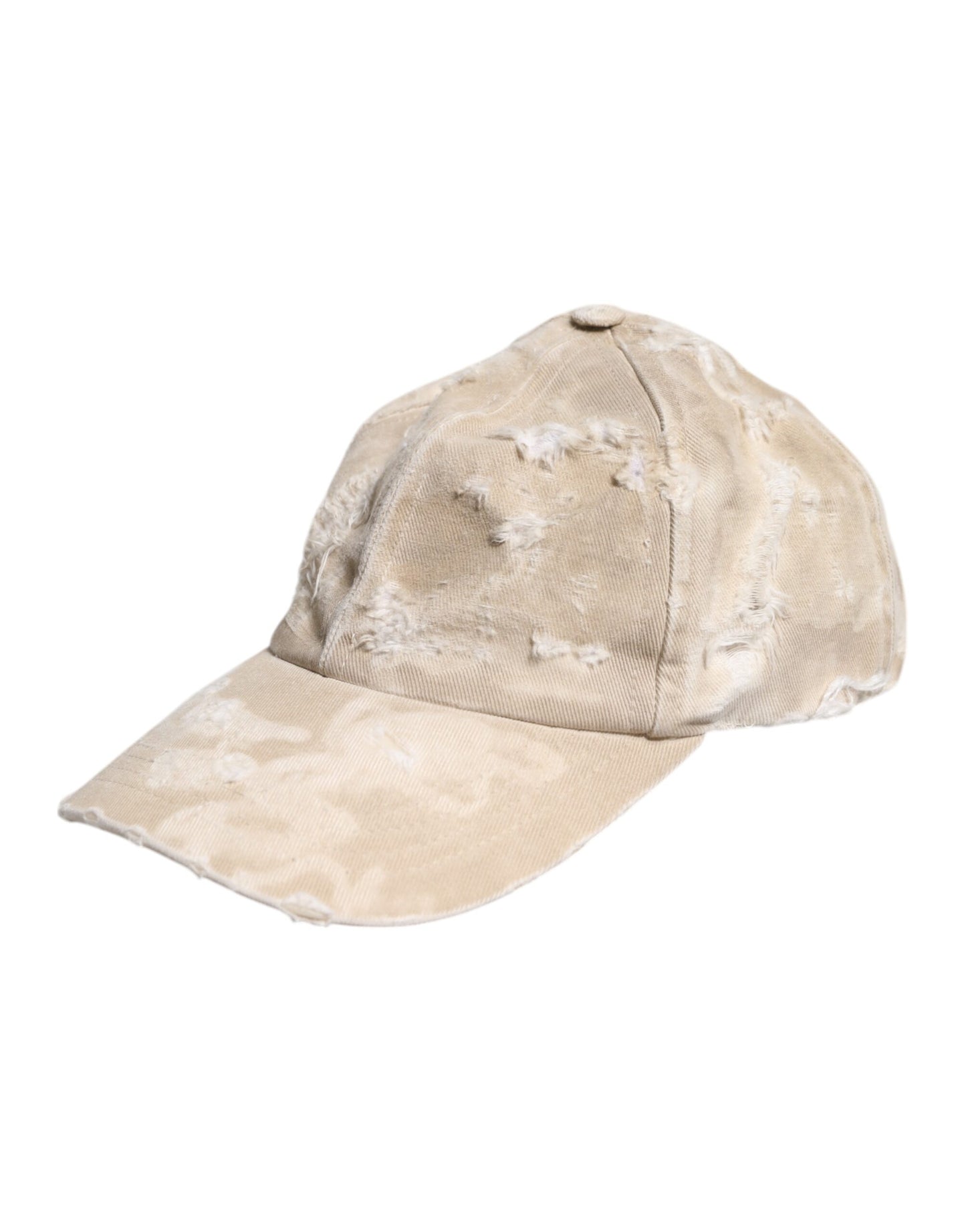Dolce & Gabbana Beige Tattered Cotton 6 Panels Baseball Cap