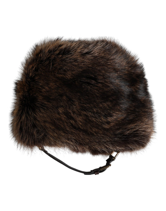Dolce & Gabbana Brown Fur Women Bucket Hat
