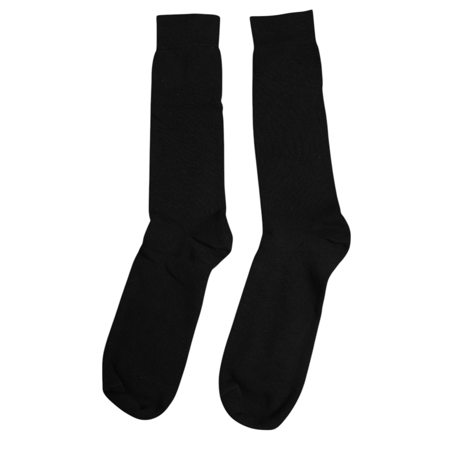 Dolce & Gabbana Black Solid Cotton Mid Calf Men Socks
