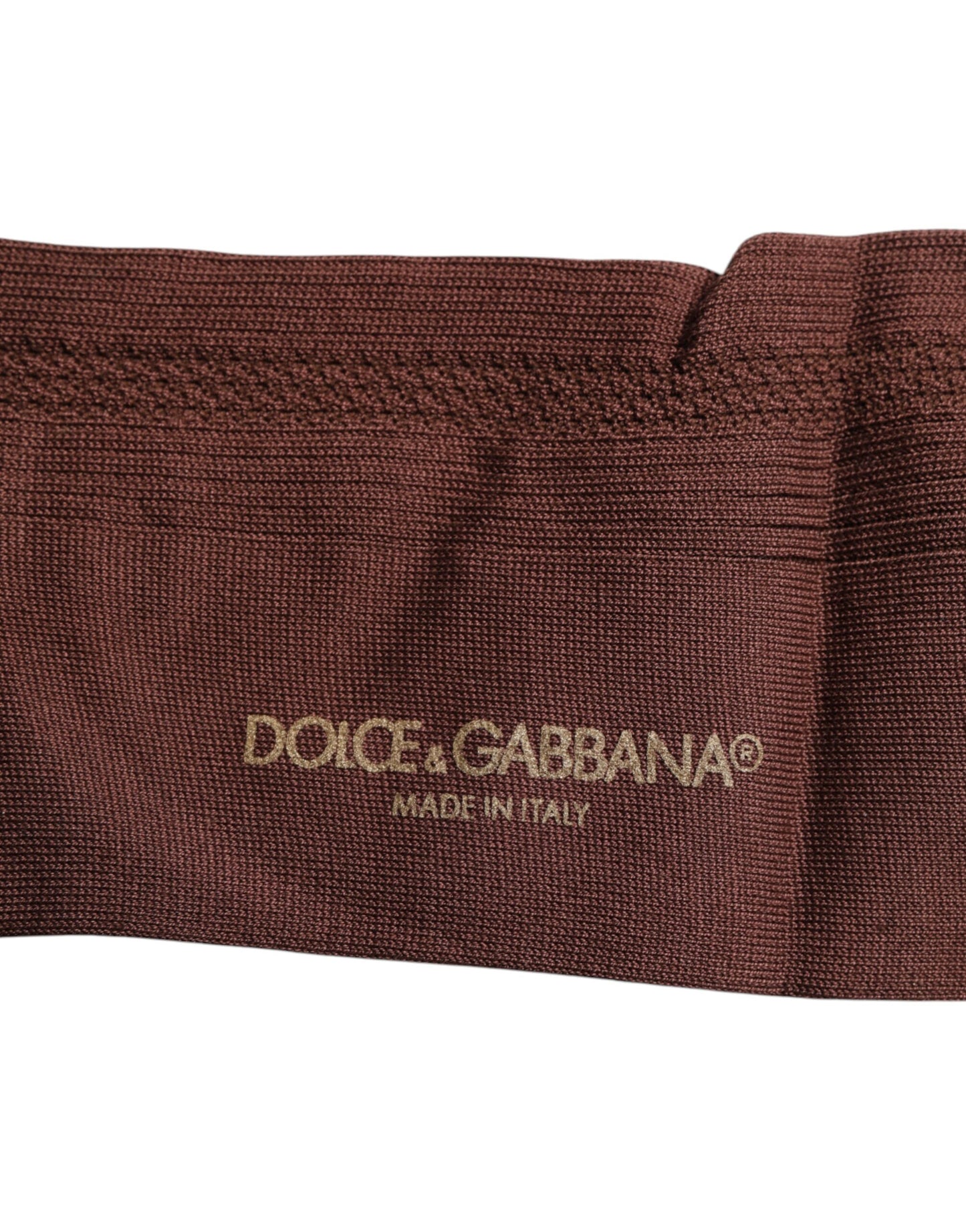 Dolce & Gabbana Brown Stretch Logo Print Mid Calf Socks