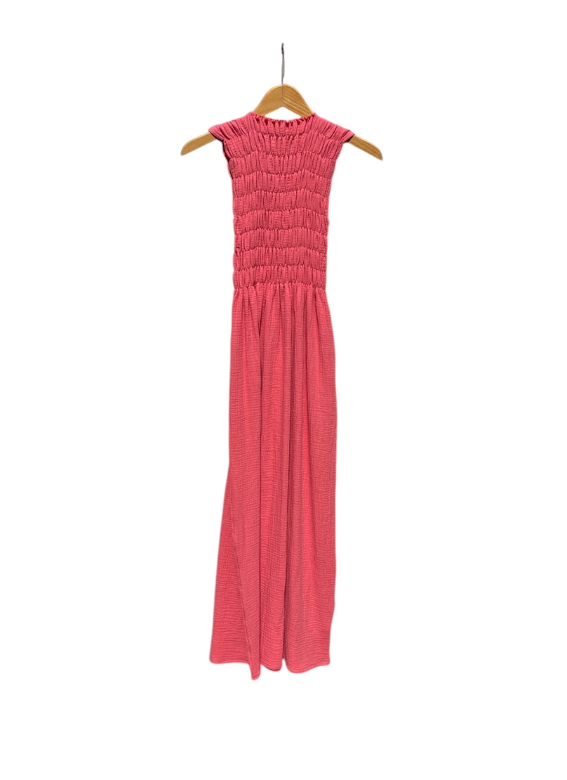 735 Alber Gathered Dress in Organic Cotton Muslin Fluorescent pink