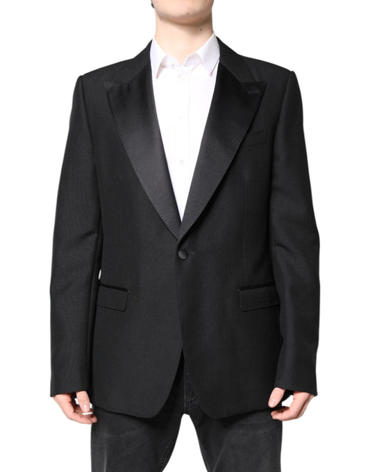 Dolce & Gabbana Black Wool Single Breasted Coat Blazer
