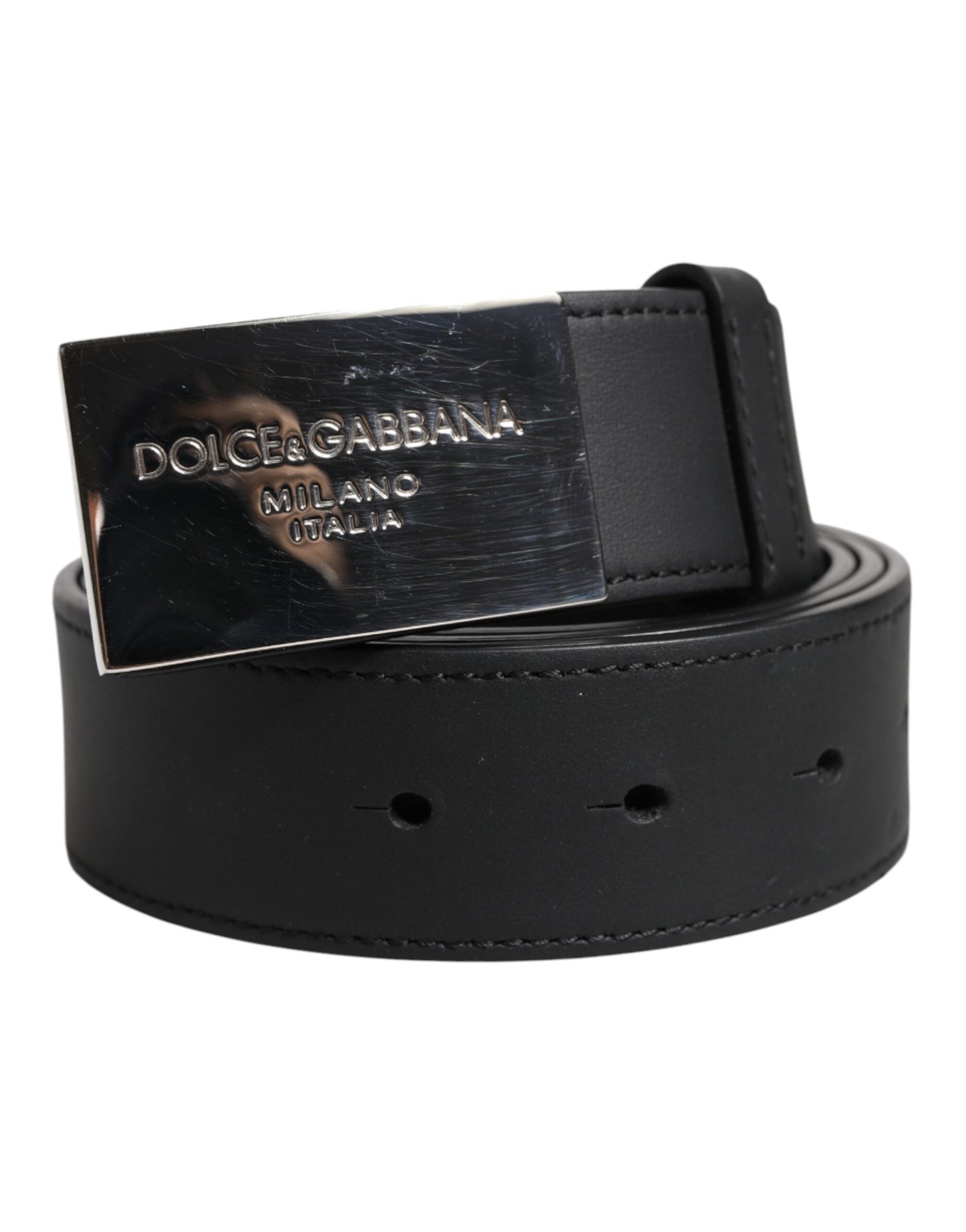 Dolce & Gabbana Black Classic Silver Metal Logo Buckle Belt