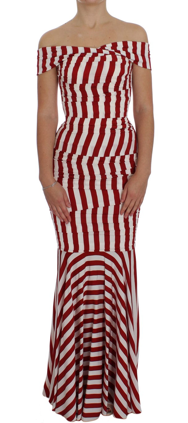 Dolce & Gabbana Red White Silk Stretch Dress