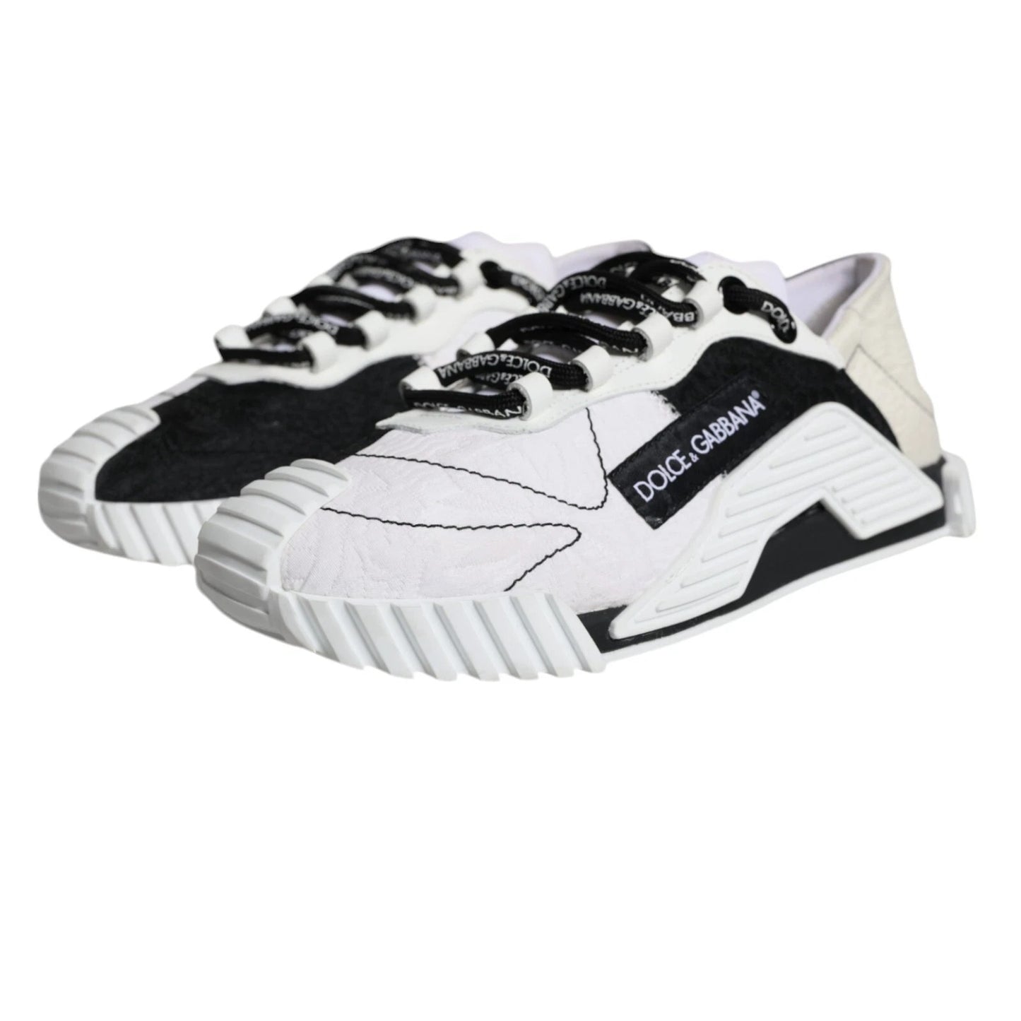 Dolce & Gabbana White Black Low Top NS1 Sneakers Shoes