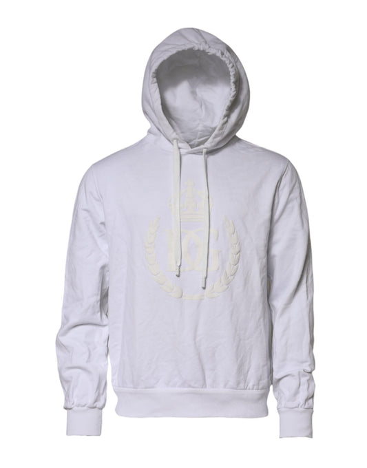Dolce & Gabbana White Embossed Logo Hooded Sweatshirt Sweater