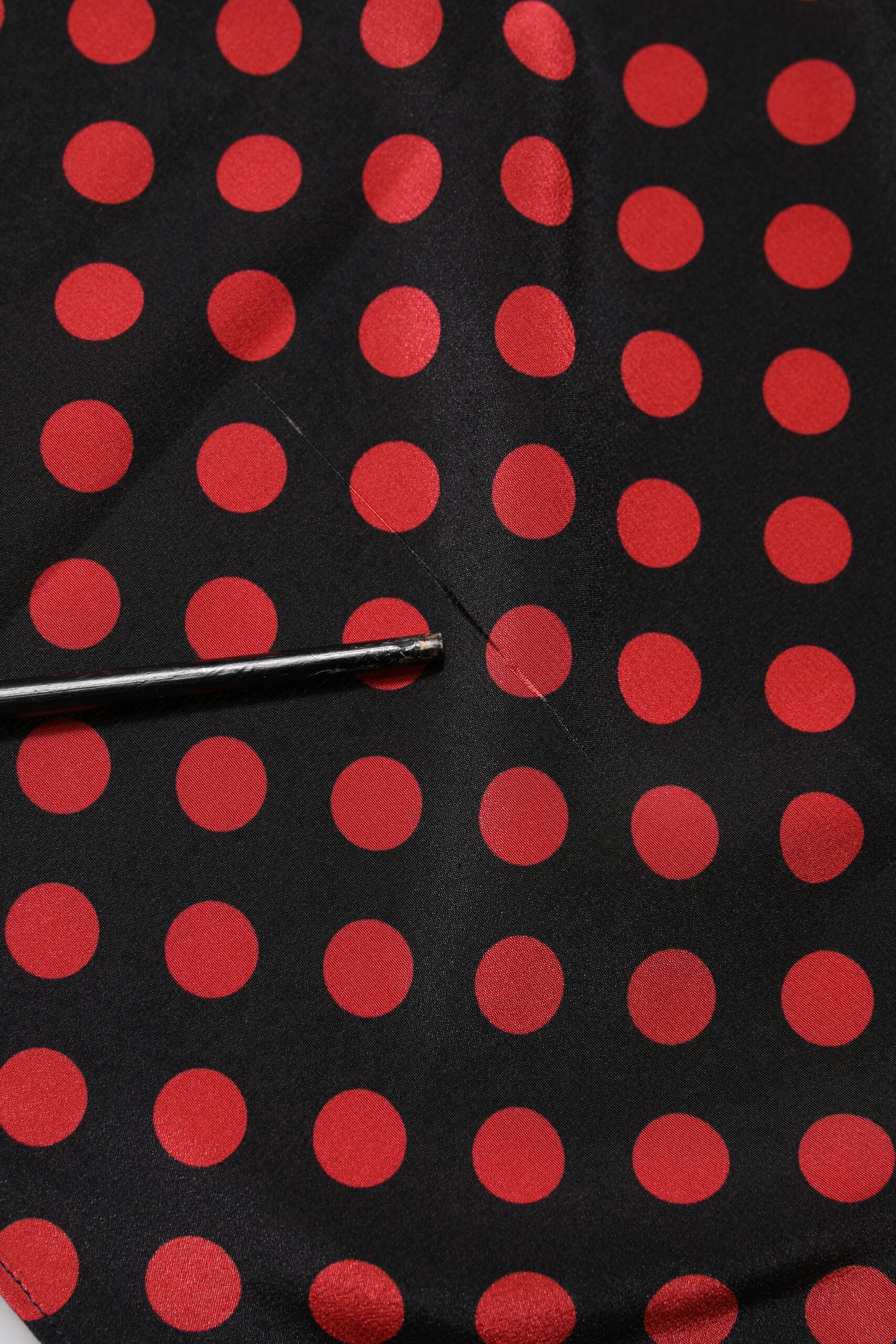 Dolce & Gabbana Black Red Polka Dot Silk Long Sleeves Top