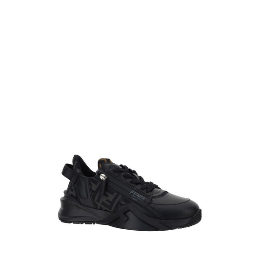 Fendi Black Calf Leather Bos Taurus Athletic Sneakers