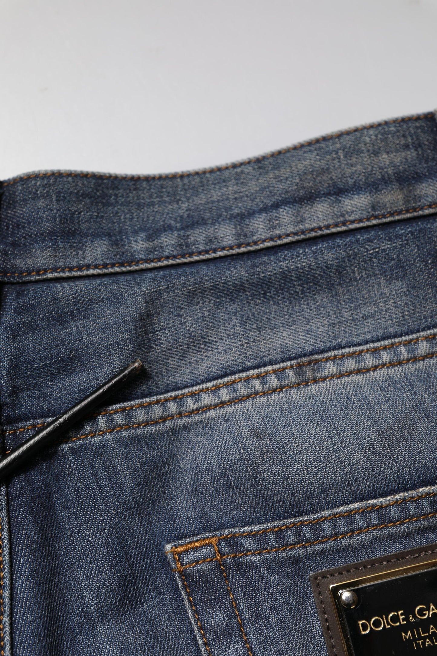 Dolce & Gabbana Blue Washed Tattered Cotton Men Jeans