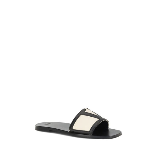 Valentino Garavani Multicolor Calf Leather Bos Taurus Flat Sandals