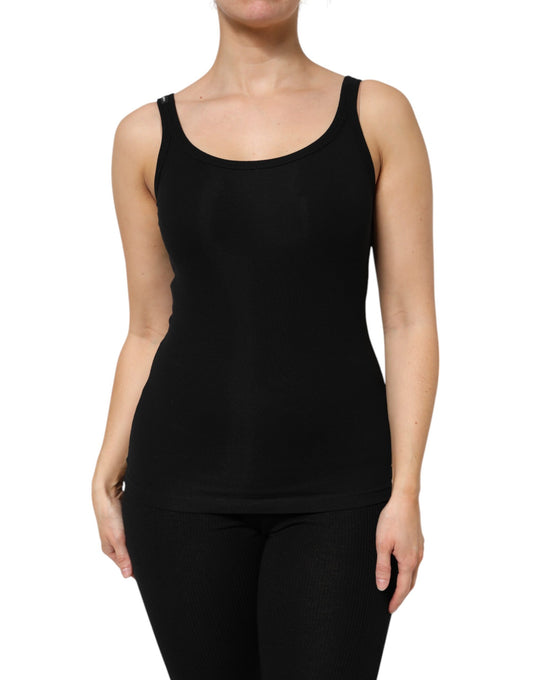Dolce & Gabbana Black Cotton Stretch Sleeveless Women Tank Top